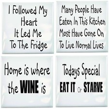 Kitchen Tile Transfer Pack of 4 Fun Quotes Ceramic Tile Stickers 