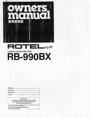 Rotel 990 amplifier - rotel, owners