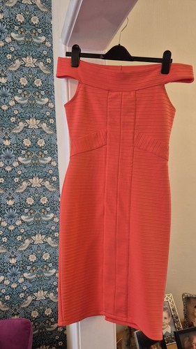 Coral bodycon bandage dress - coral,