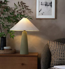 Habitat Conical 49cm Ceramic Table Lamp Olive & Beige Classic Table Lamp - NEW