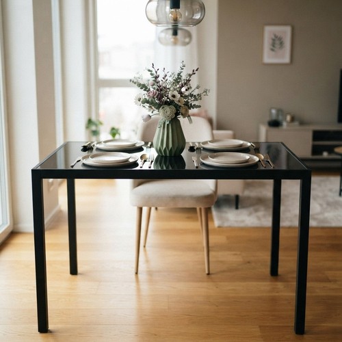 Sleek black dining table - sleek, with