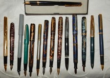 GOOD MIXED VINTAGE JOB LOT FOUNTAIN PENS MARBLED PARKER UNIQUE NOVA REGENT