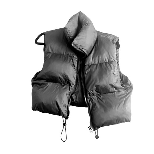 Cropped quilted puffer vest - cropped,