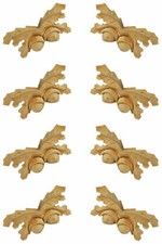 4 Pairs Carved Wooden Oakleaf