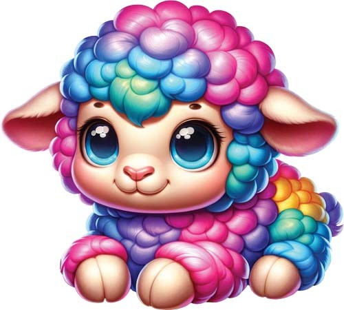 Colourful baby sheep - colourful,