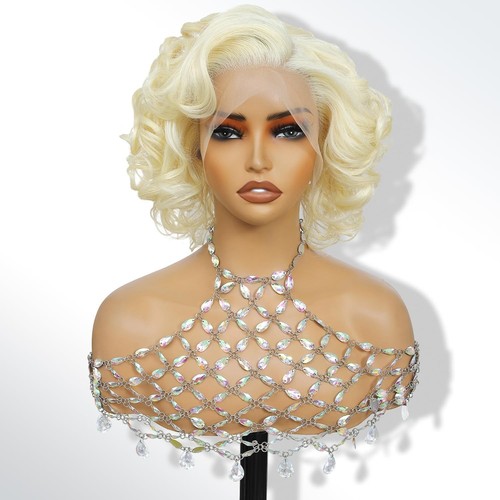 Short wavy blonde synthetic - wavy,