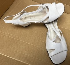 Gabor Women's White Leather Open Toe Shoes UK Size 4.5 G Width ( Wide Fit)