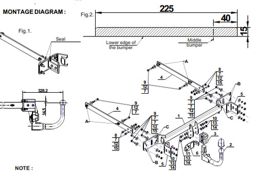 Detachable tow bar for - tow,