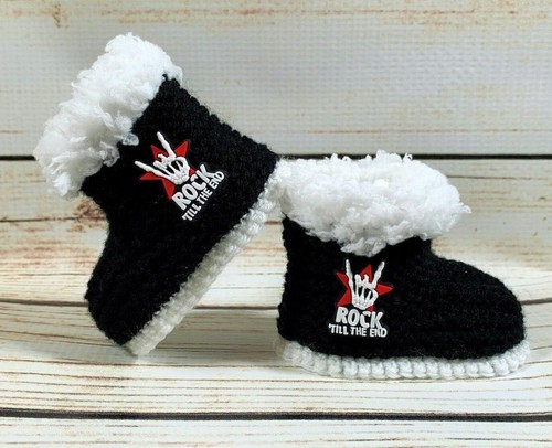 Baby hand knitted booties - knitted,