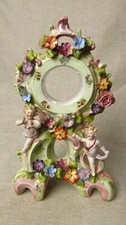 Antique English Porcelain Cherub & Flower Applique Mantle Clock Surround