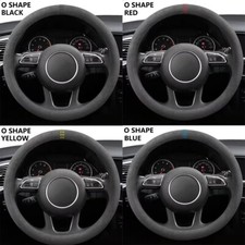 Universal Car Steering Wheel Cover Premium Cowhide Suede 37-38cm Alcantara-Style