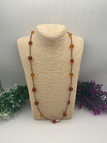 Warm amber tones - beaded, 29inch