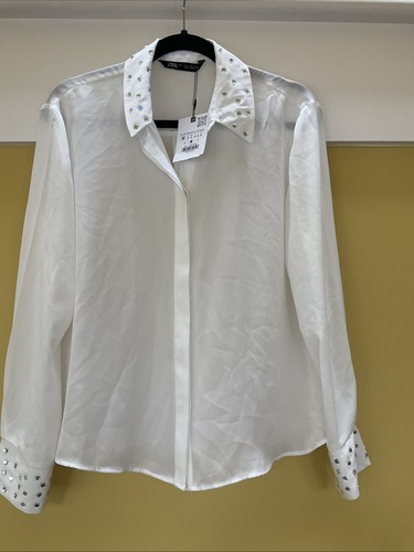 Zara white blouse with - blouse,