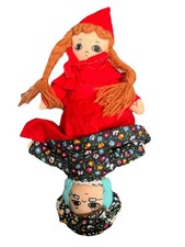 Vintage Red Riding Hood Doll Reversible Wolf Grandma Plush Soft Toy 2 Head Doll