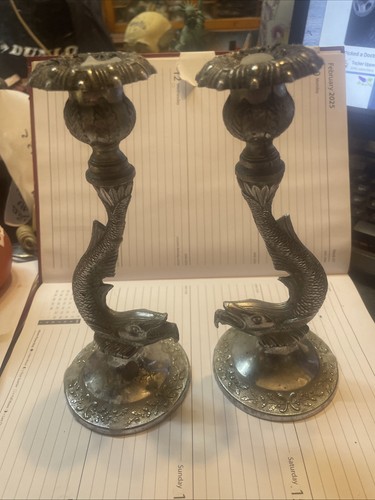 Vintage chrome fish candle - chrome,