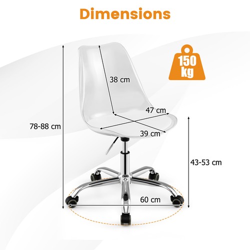 Clear desk chair armless - clear,