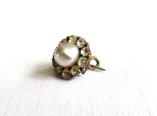 Beautiful Vintage Small Edwardian Brooch with Clear Paste Stones & Pearl