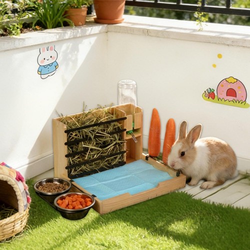 Wooden rabbit hay feeder small - rabbit,