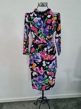 Lauren Ralph Lauren Dress size S Floral Wrap Ruched Stretch Elegant Feminine
