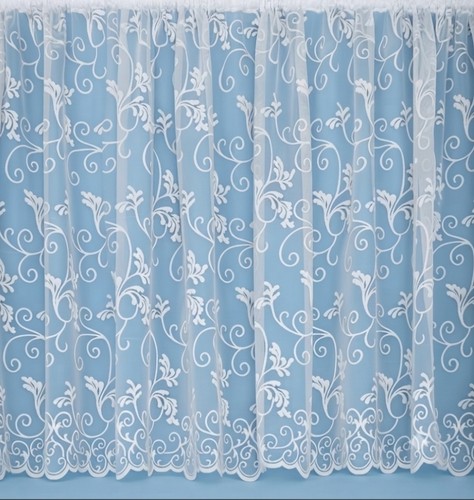 White scroll lace net - white,