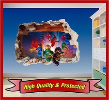Lego Ninjago Hole in Wall - Printed Vinyl Sticker Decal Childrens Bedroom Boys
