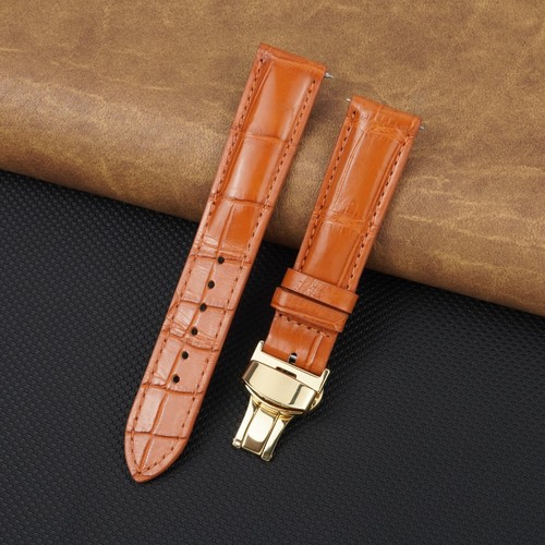 Orange leather watch strap - orange,