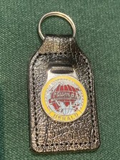 Stunning Vintage Triumph Herald Enamel & Leather  keyring Classic Car