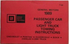 1989 General Motors Passenger Car and Light Truck Towing Instructions Manual