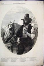 Original Old Antique Print 1855 Roman Wine Carrier Pipe Horse 19th