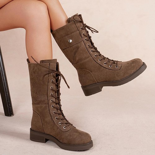 Women suede lace mid - lace,