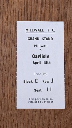 Ticket 1967 millwall - millwall, v
