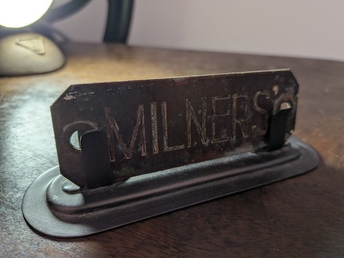 Milners safe nameplate - milners’, –