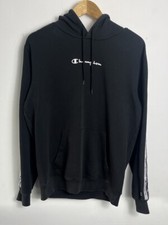 Champion Hoodie Men’s Medium Black Pullover Taped