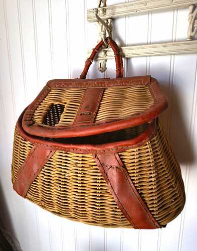 Vintage wicker fishing creel - vintage,