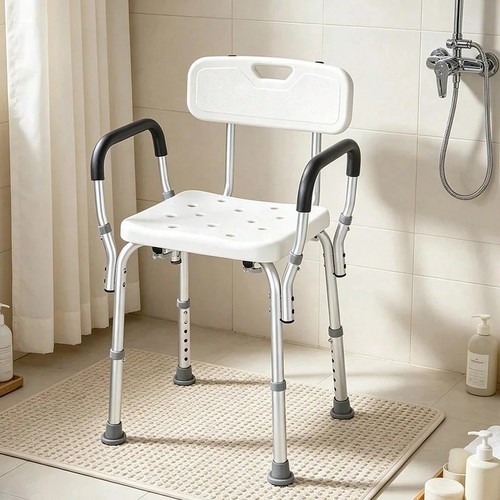 Adjustable shower stool with - adjustable,