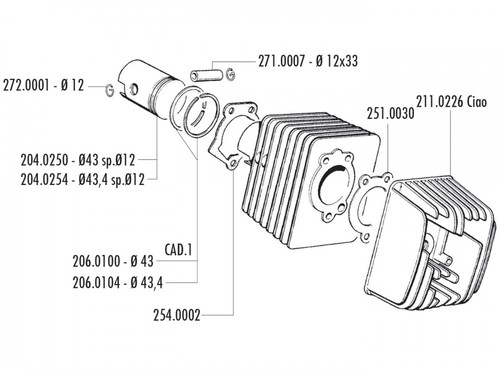 Gasket cylinder head polini - cylinder,