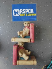 1970s Vintage Porcelain Teddy Bear Book Ends Nursery Play Room Bookends
