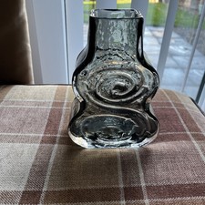 VINTAGE WHITEFRIARS GLASS CELLO VASE PEWTER