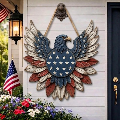 Patriotic eagle door hanger - patriotic,
