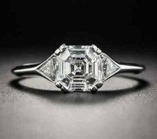 Art Deco Style 3.00Ct Asscher Cut Lab-Created Diamond Wedding Ring In 925 Silver