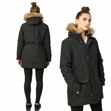 BRAVE SOUL WOMENS PARKA JACKET LADIES FUR HOODED QUILTED COAT WINTER TOP PARKER