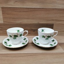 2 x Vintage Colclough Ivy Leaf Tea Cups and Saucers
