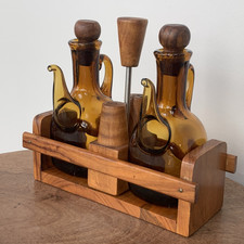 Vintage amber glass oil - amber,