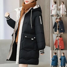 Women's Winter Long Quilted Parka Warm Puffer Ladies Padded Hooded Jacket Coat