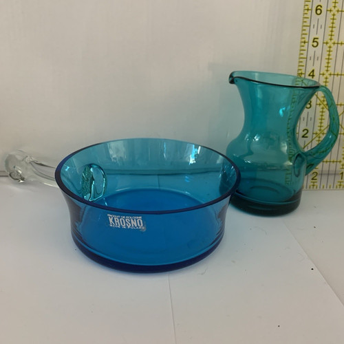 Krosno blue glass pitcher - krosno, with
