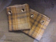 NEXT OCHRE GOLD YELLOW ASTLEY Boucle Check Eyelet Curtains 228x229CM ( 90"X90" )