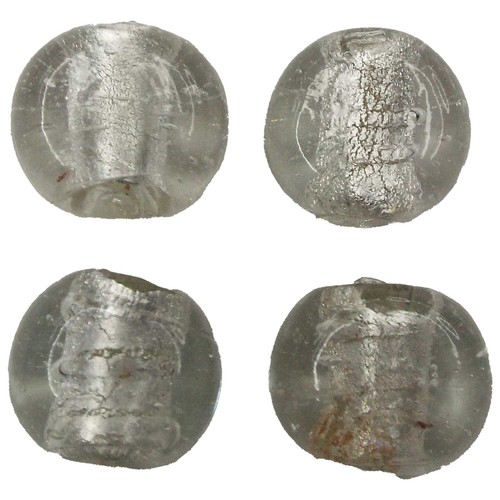 Large glass beads silver - silver, foil