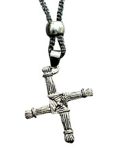 Saint Brigid's Cross Necklace Irish Kildare St Bridget Celtic Bead Cord and Bag