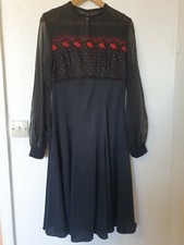 True Vintage Ronald Joyce After Six Mesh Embroidered Lace Flar Dress Size 16