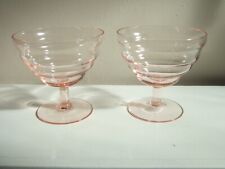 Pair of Vintage Pink Stemmed Glass Sundae Trifle /Prawn Cocktail  Dishes